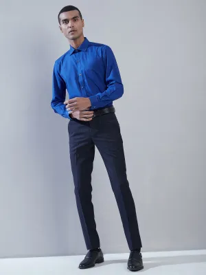 100% Cotton Royal Blue Dobby Slim Fit Full Sleeve Formal Shirt