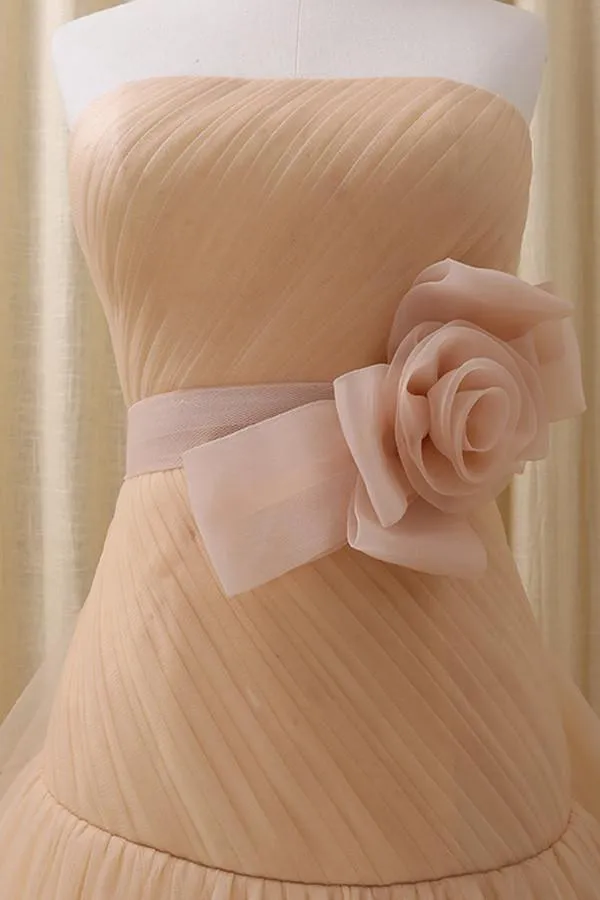 A-Line Stomacher Tiered  Wedding Dress Court Train With Appliques  TN0103