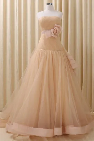A-Line Stomacher Tiered  Wedding Dress Court Train With Appliques  TN0103