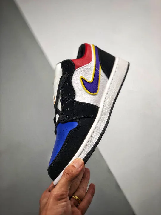 Air Jordan 1 Low Black/Court Purple-University Gold-Bright Crimson