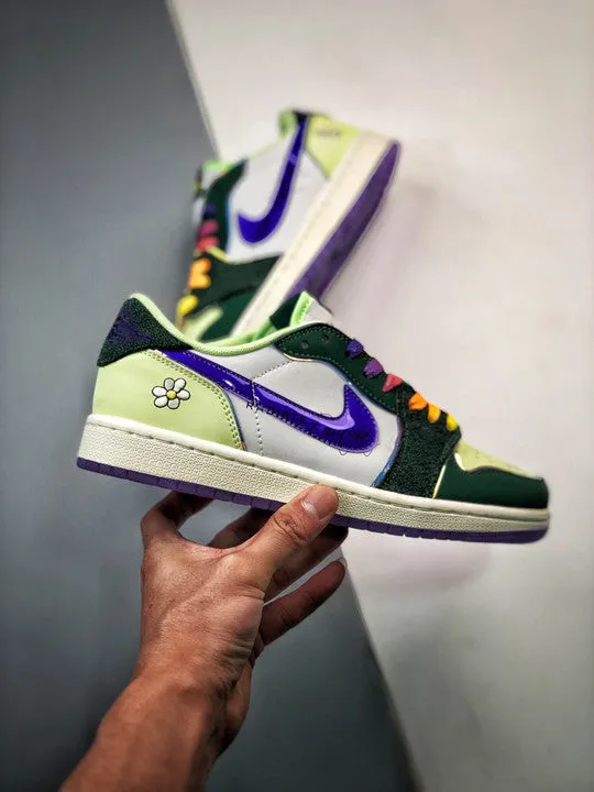 Air Jordan 1 Low “Doernbecher” Gorge Green/Court Purple-White-Barely Volt