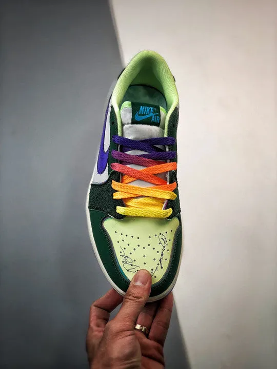 Air Jordan 1 Low “Doernbecher” Gorge Green/Court Purple-White-Barely Volt