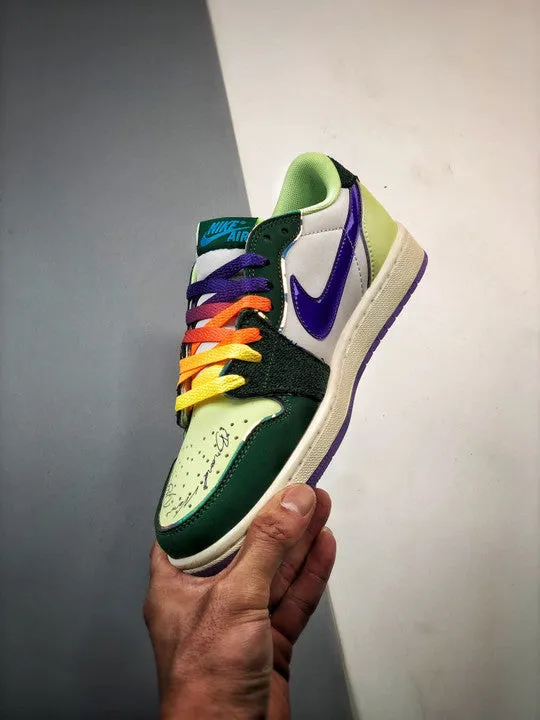 Air Jordan 1 Low “Doernbecher” Gorge Green/Court Purple-White-Barely Volt