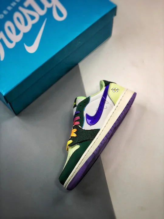 Air Jordan 1 Low “Doernbecher” Gorge Green/Court Purple-White-Barely Volt