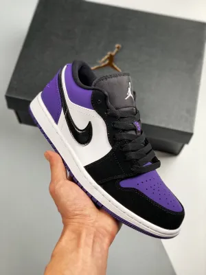 Air Jordan 1 Low White/Black-Court Purple 553558-125 Air Jordan 1 Low White/Black-Court Purple 553558-125