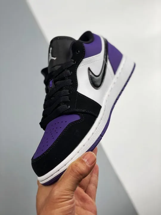 Air Jordan 1 Low White/Black-Court Purple 553558-125