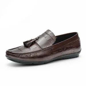 AlliLux Leather Derby Loafers: Stylish Alligator Texture