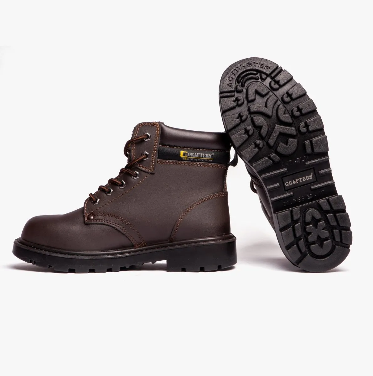 APPRENTICE Unisex Leather Safety Boots Brown