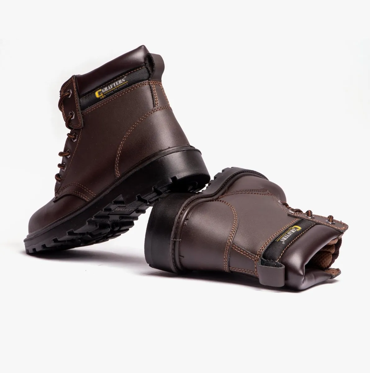 APPRENTICE Unisex Leather Safety Boots Brown