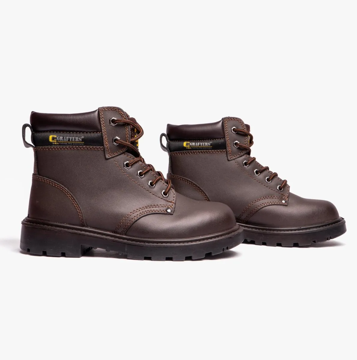 APPRENTICE Unisex Leather Safety Boots Brown