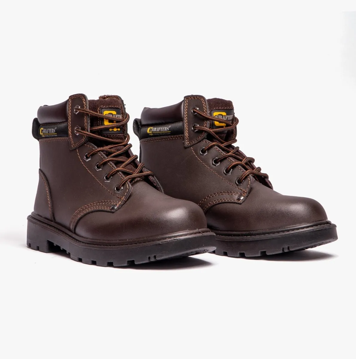APPRENTICE Unisex Leather Safety Boots Brown