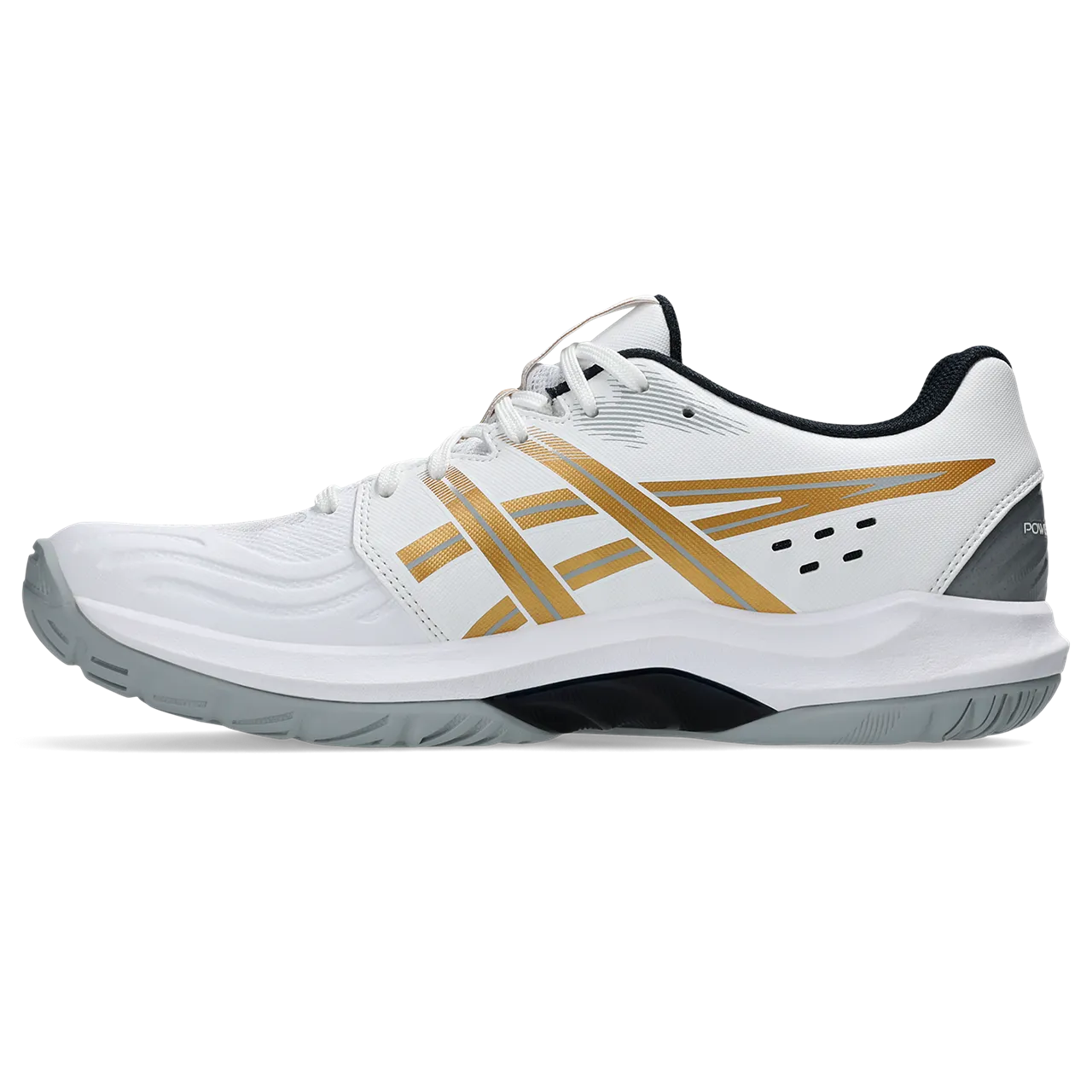 Asics Men's Powerbreak FF Indoor Court Shoes White Rich Gold