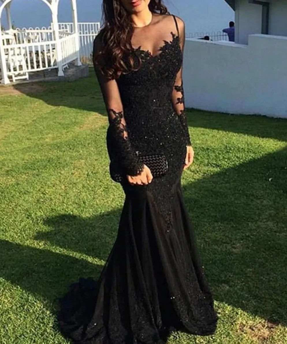 Black Mermaid Wedding Dress gothic Wedding Gown