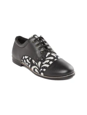 Black Paisley Boond Black Printed Handcrafted Derby Shoes