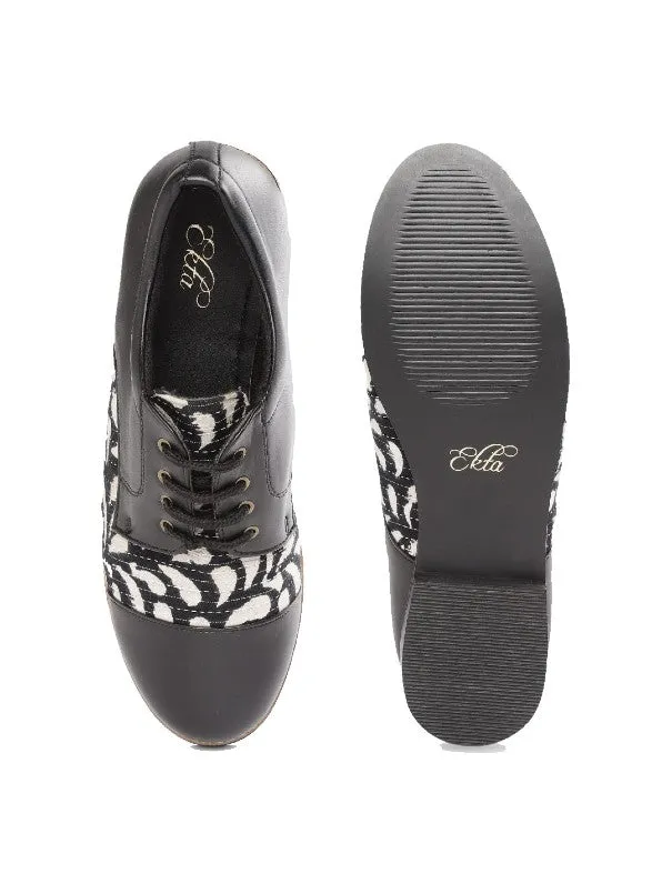 Black Paisley Boond Black Printed Handcrafted Derby Shoes