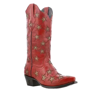 Black Star Ladies Western Marfa Snip Toe Red Bone Boots WBSN001