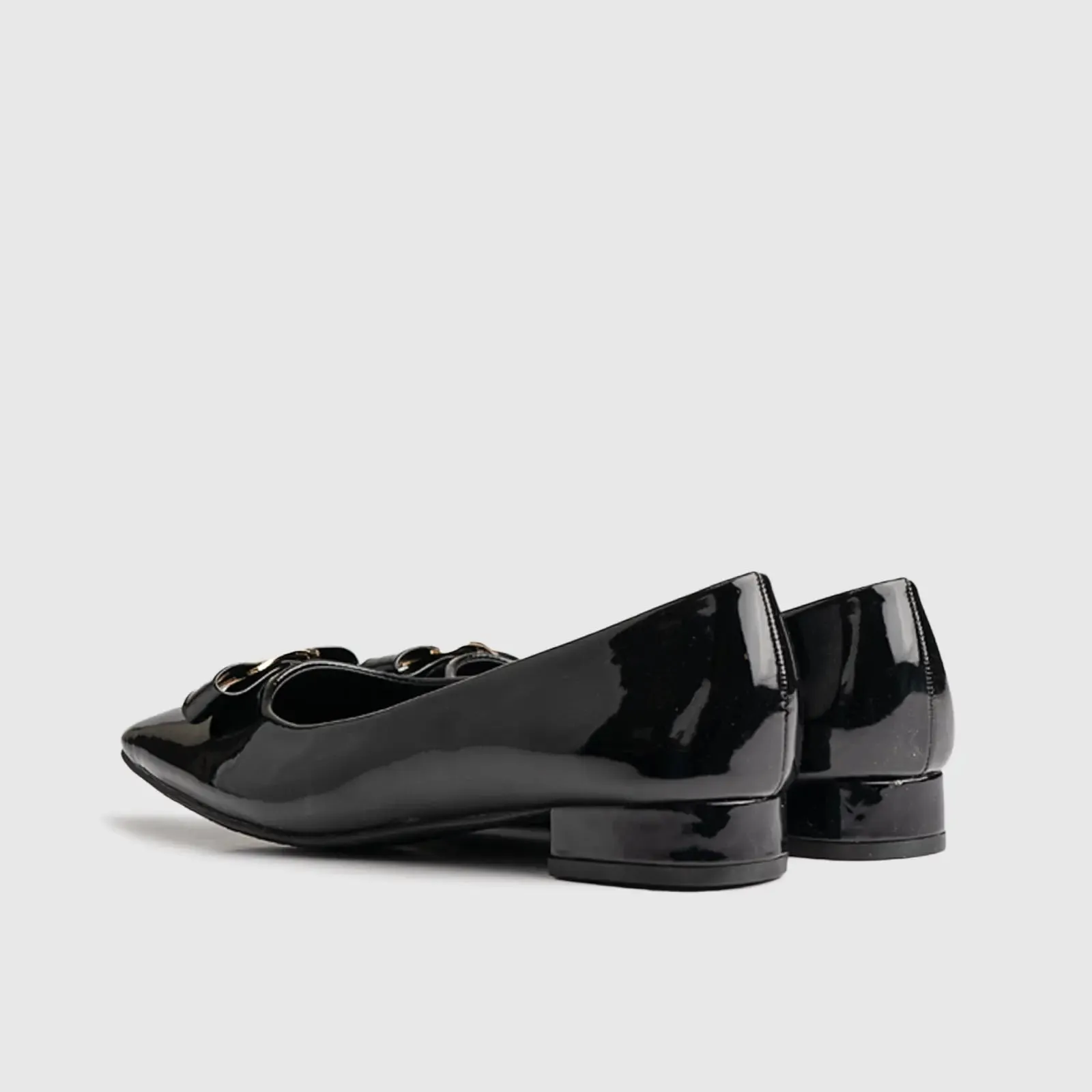 Block Heel Court Black Patent 10573