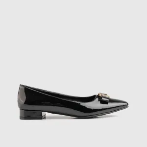 Block Heel Court Black Patent 10573