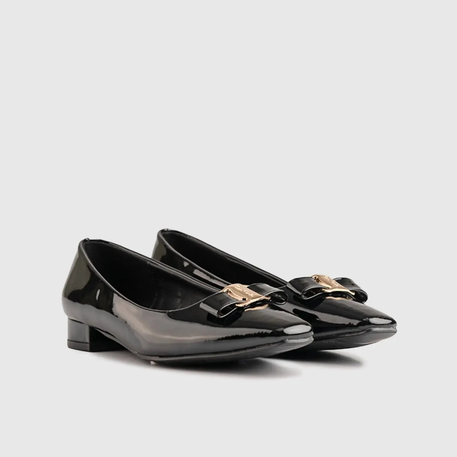 Block Heel Court Black Patent 10573