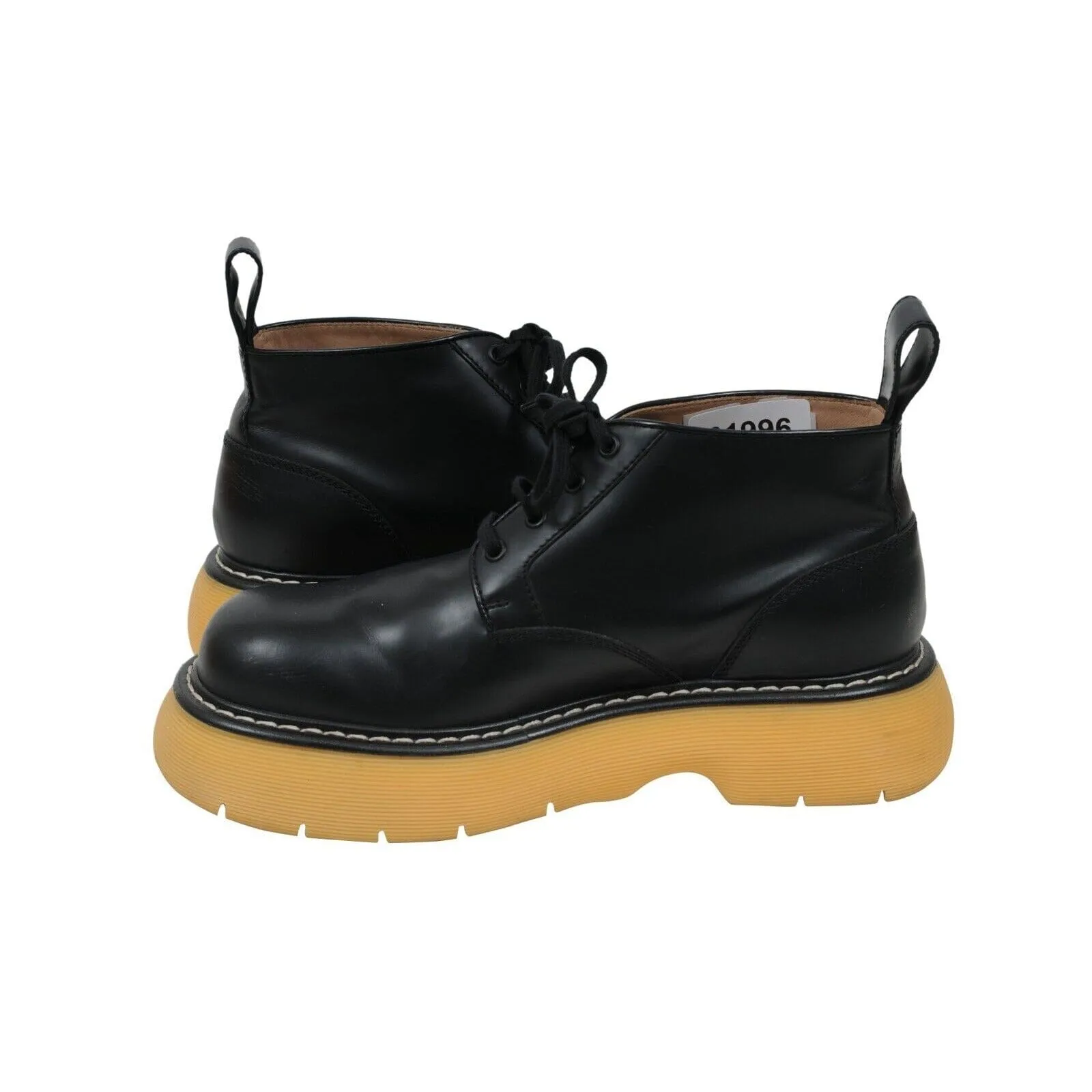 Bounce Ankle Boots Black Tan Leather Chunky Gum Sole