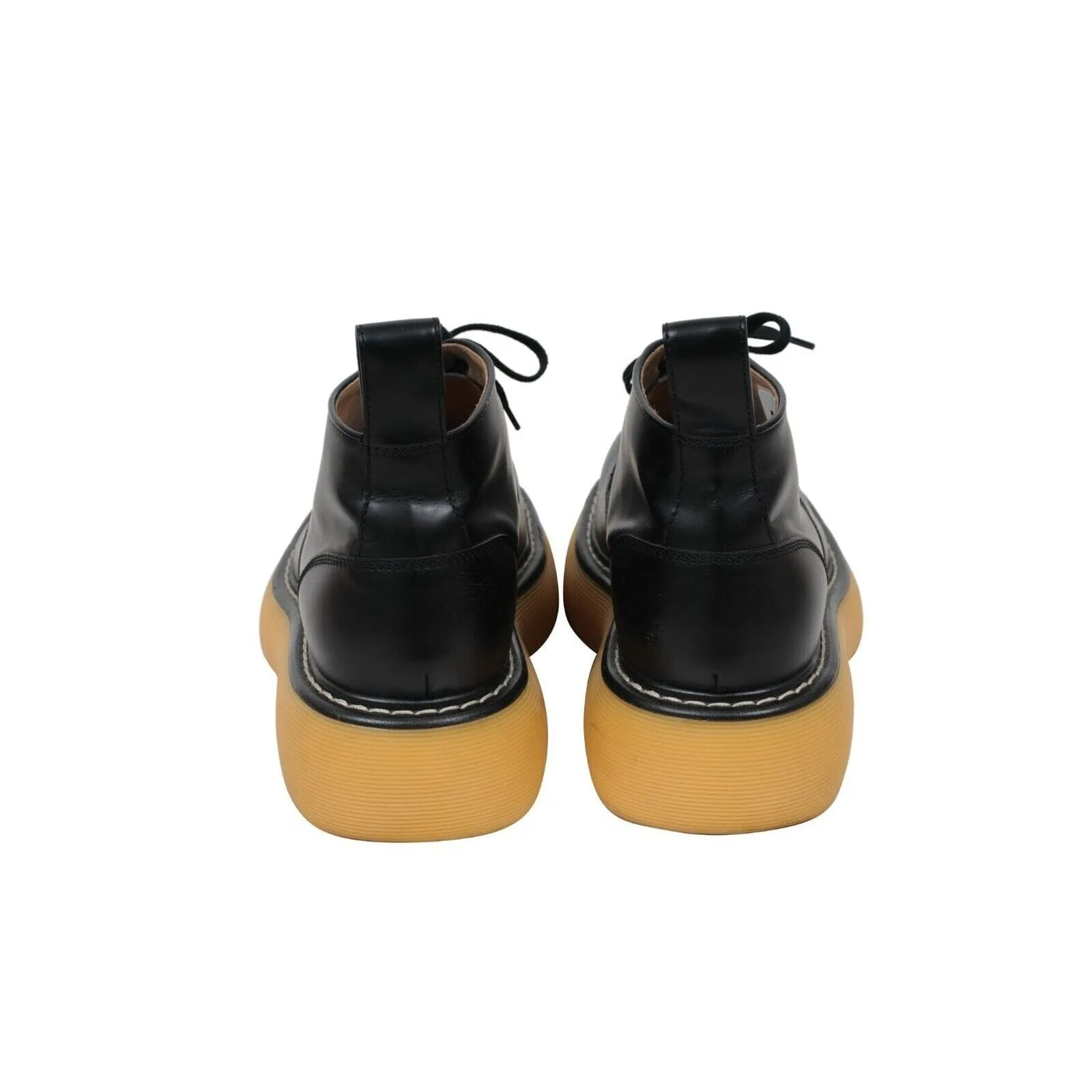 Bounce Ankle Boots Black Tan Leather Chunky Gum Sole