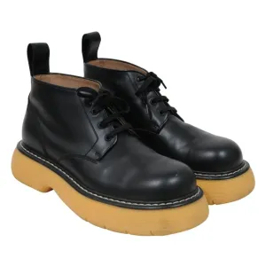 Bounce Ankle Boots Black Tan Leather Chunky Gum Sole