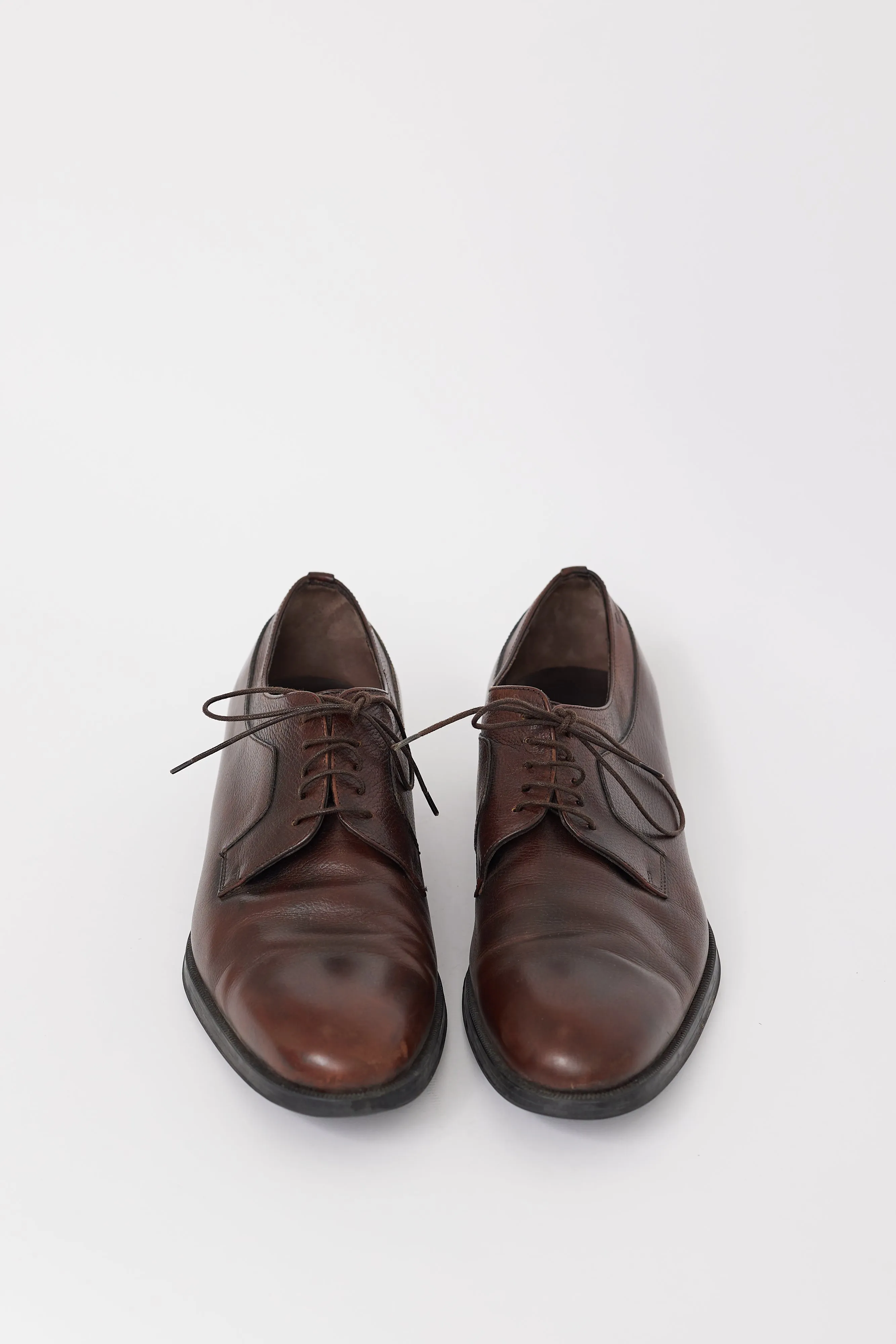 Brown Leather Pointed Toe Derby