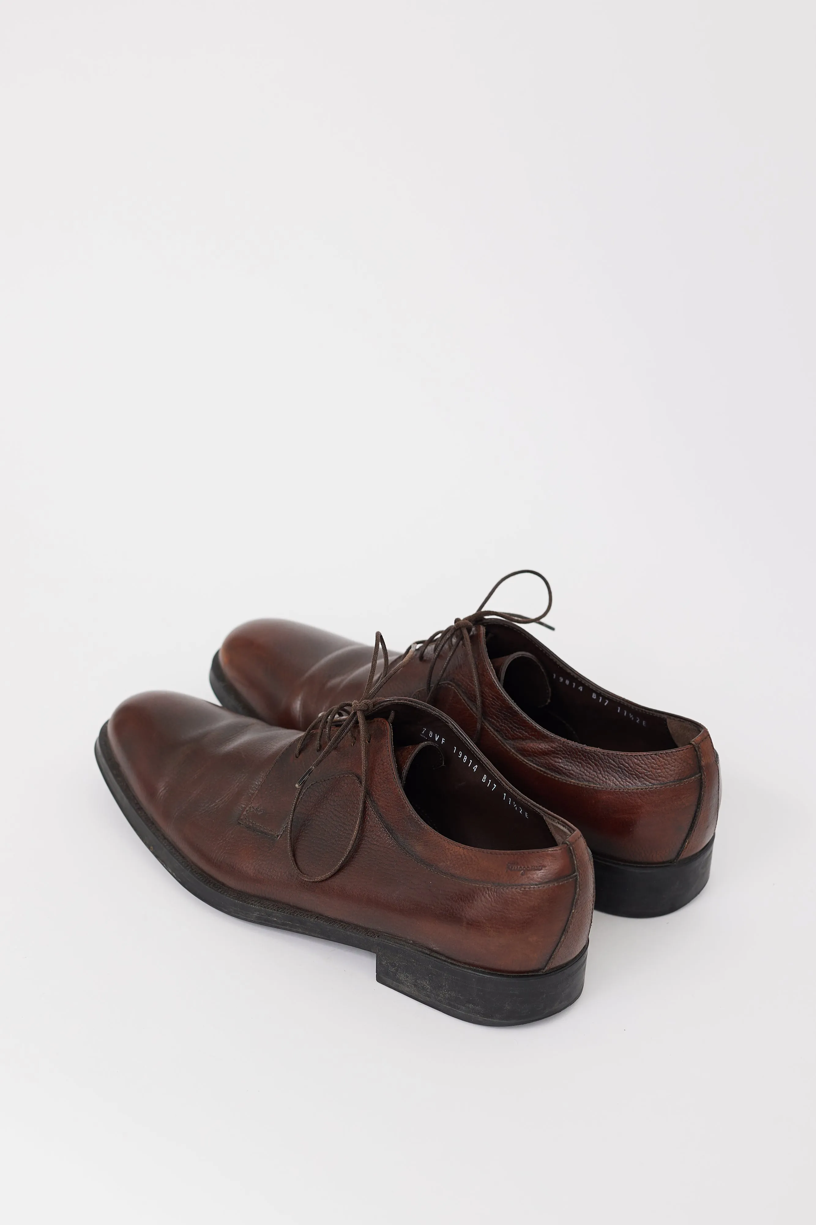 Brown Leather Pointed Toe Derby