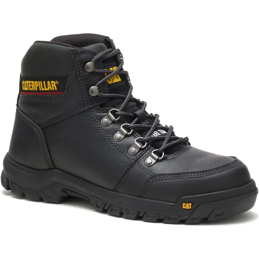 Caterpillar OUTLINE ASTM F2413-18 EH SR P90800 Black Steel Toe Leather Work Boot