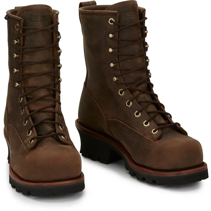Chippewa Men's Paladin 8" Steel Toe WP Logger Work Boot- Brown- 73101
