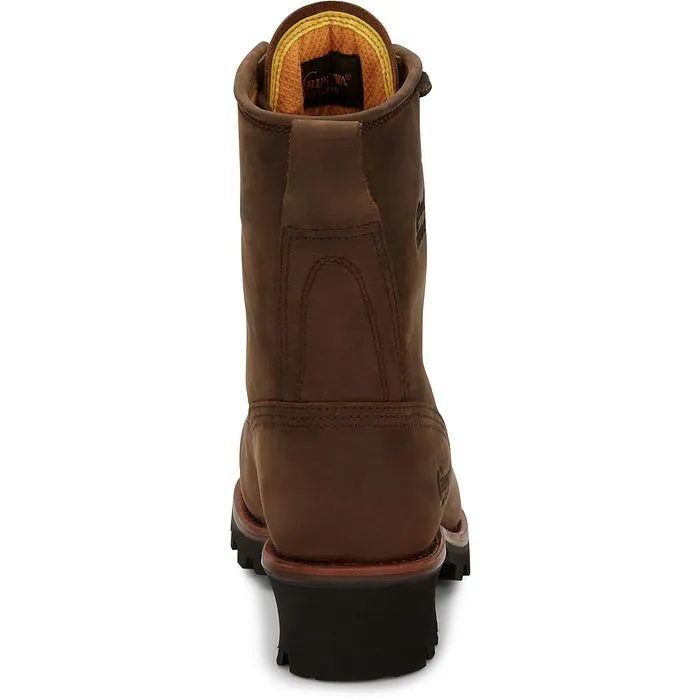 Chippewa Men's Paladin 8" Steel Toe WP Logger Work Boot- Brown- 73101