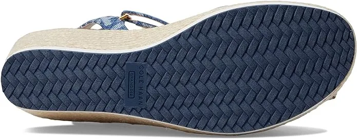 Cole Haan Cloudfeel Denim Jacquard Open Toe Ankle Strap Wedge Heeled Sandals