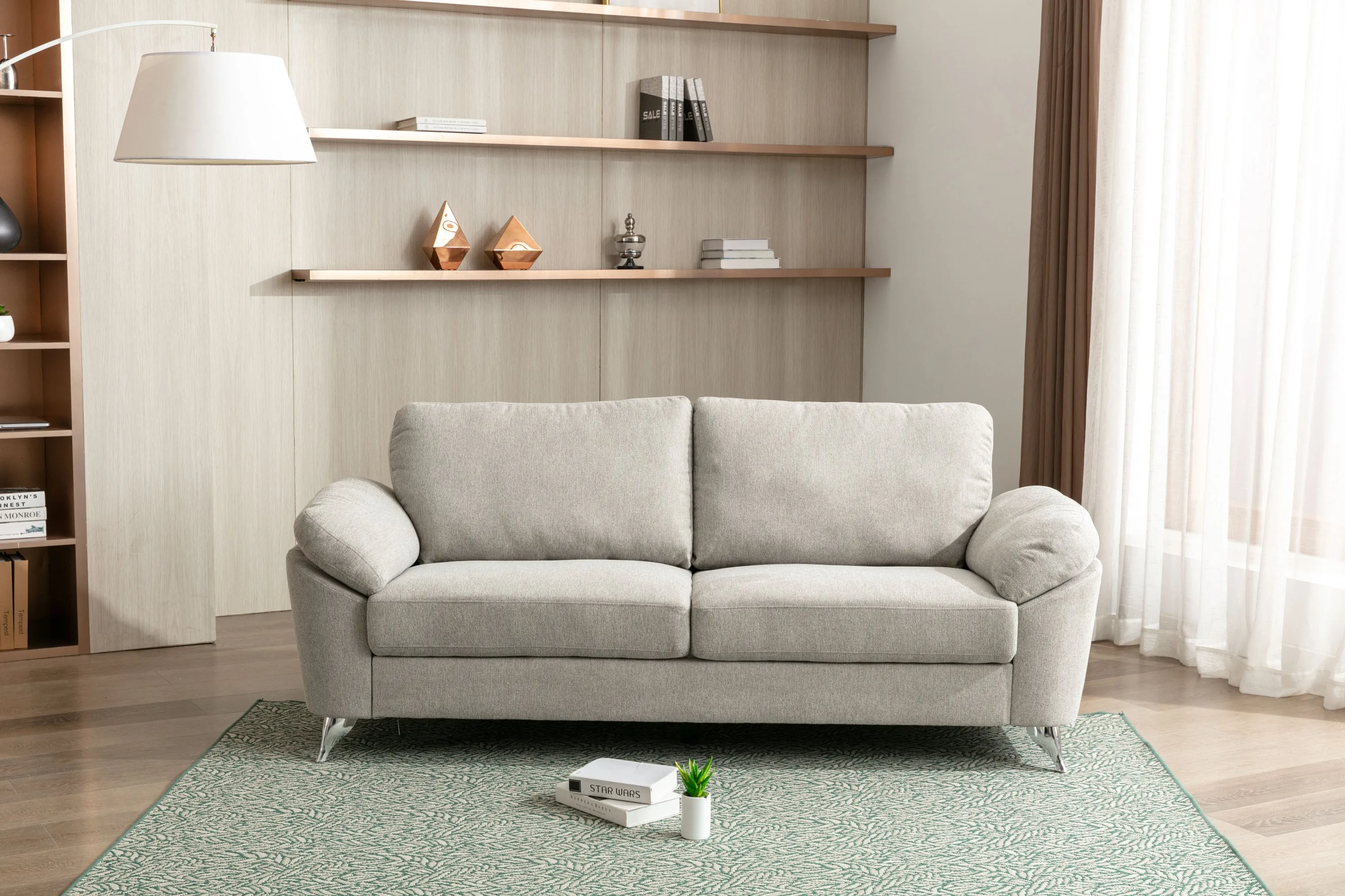 Contemporary Living Room 1pc Gray Color Sofa with Metal Legs Plywood Casual Style Furniture