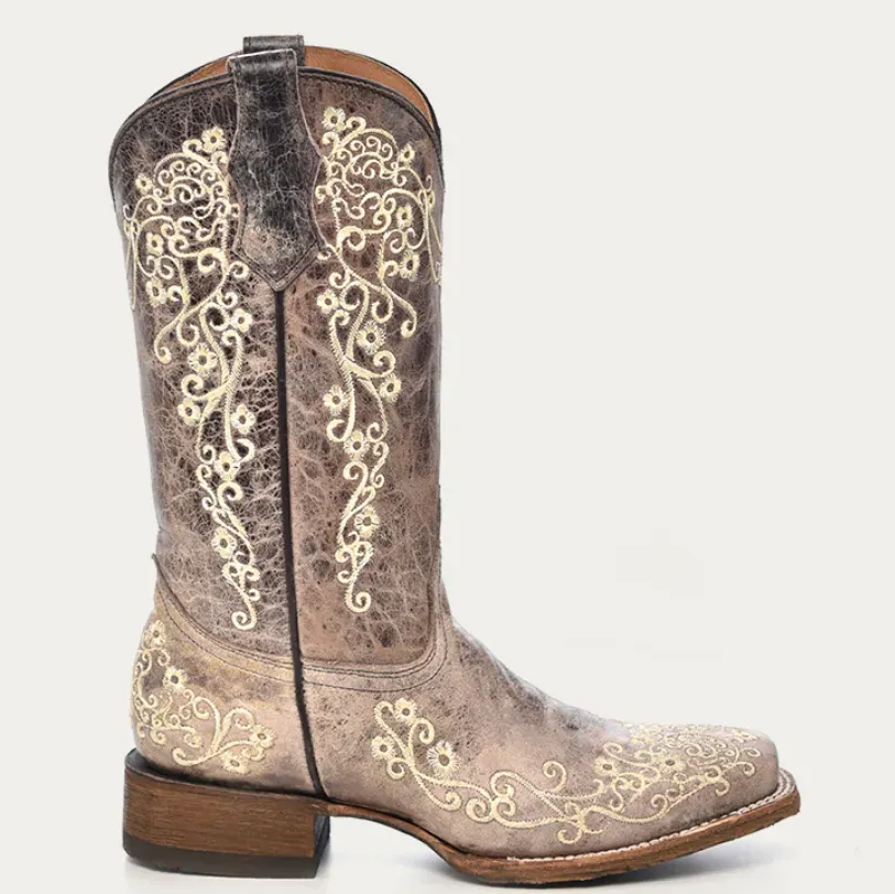 CORRAL TEEN BROWN EMBROIDERY COWGIRL BOOTS STYLE A2980