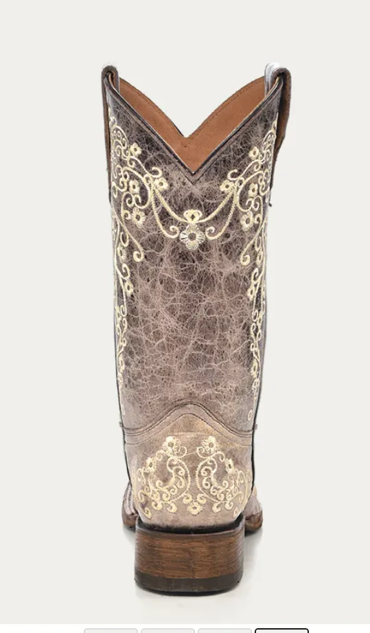 CORRAL TEEN BROWN EMBROIDERY COWGIRL BOOTS STYLE A2980