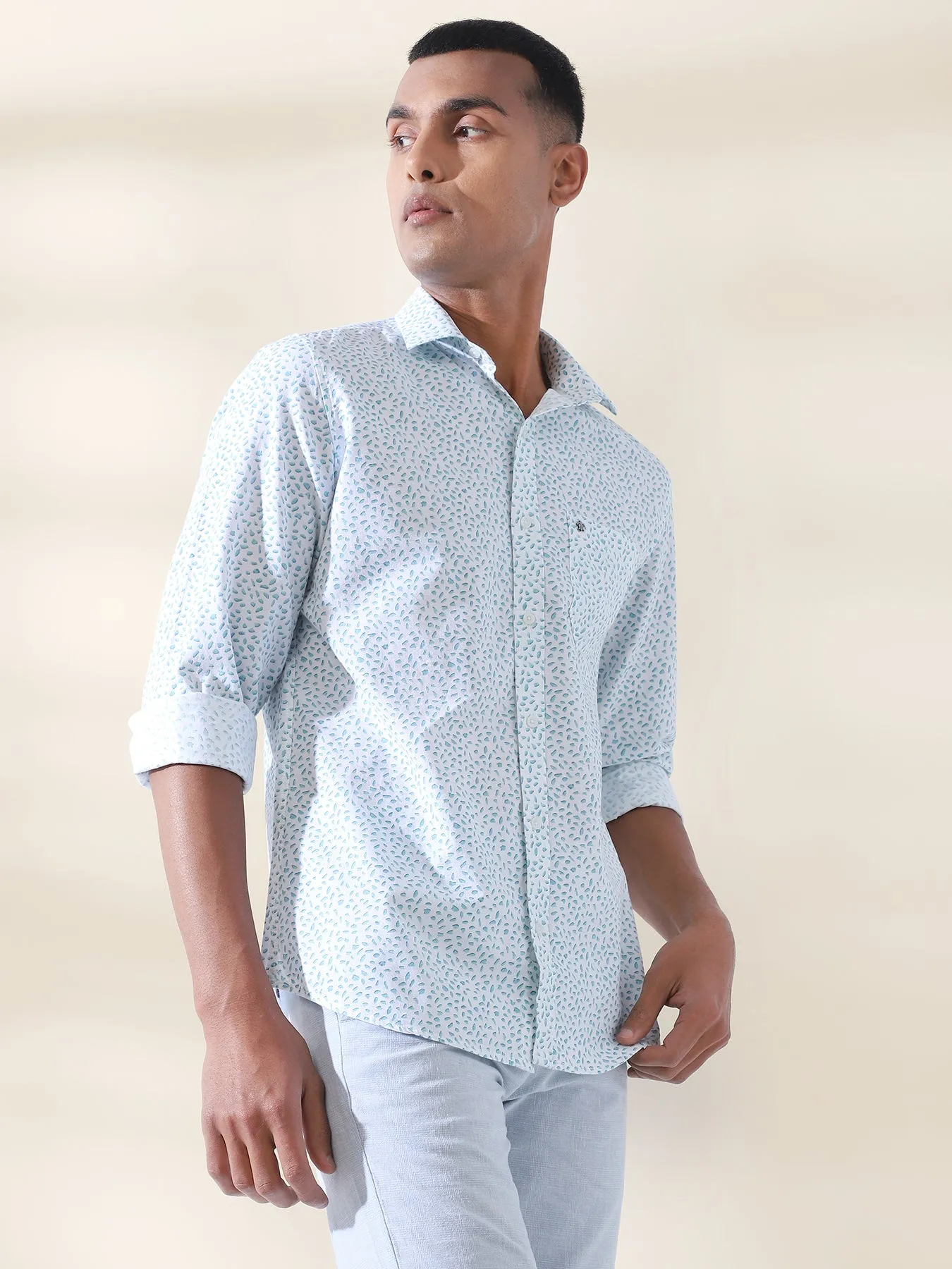 Cotton Linen Printed Full Sleeve Casual Shirt