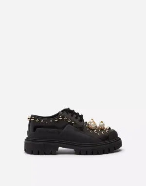 Dolce & Gabbana Black Embellished Derby Shoes