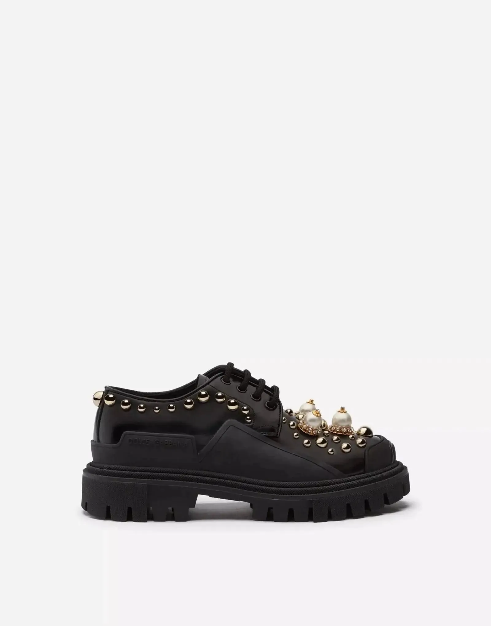 Dolce & Gabbana Black Embellished Derby Shoes