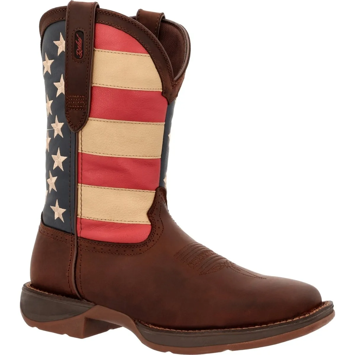 Durango Rebel Men's Patriotic Pull-On Western Flag Boots Db5554 In Brown
