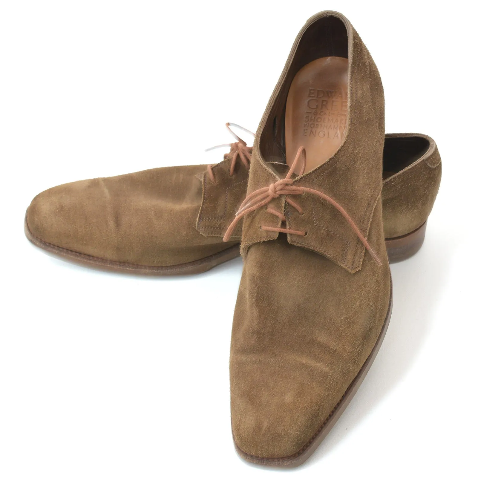 EDWARD GREEN Last 888 Mole Suede Leather 3 Eyelet Derby Dress Shoes UK 8.5 US 9