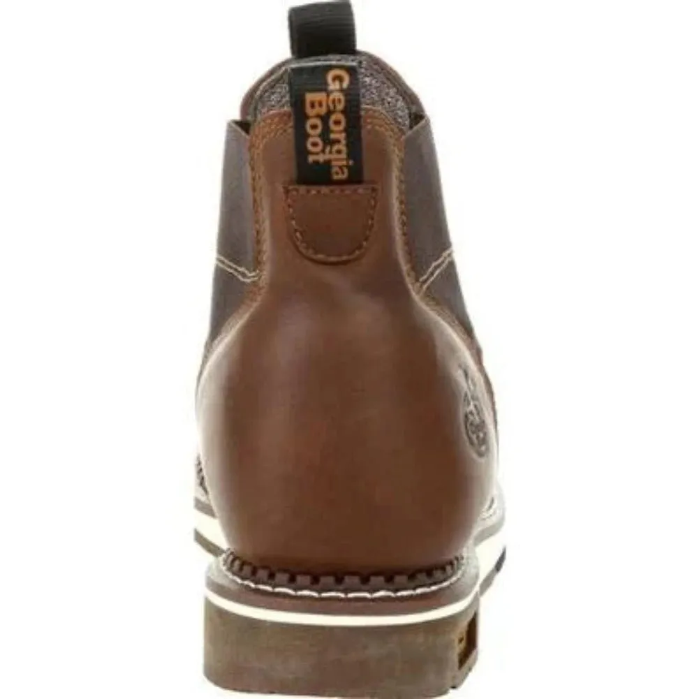 Georgia Boot Amp Lt Wedge Men's Steel Toe Waterproof Chelsea Work Boots Gb00353 In Brown