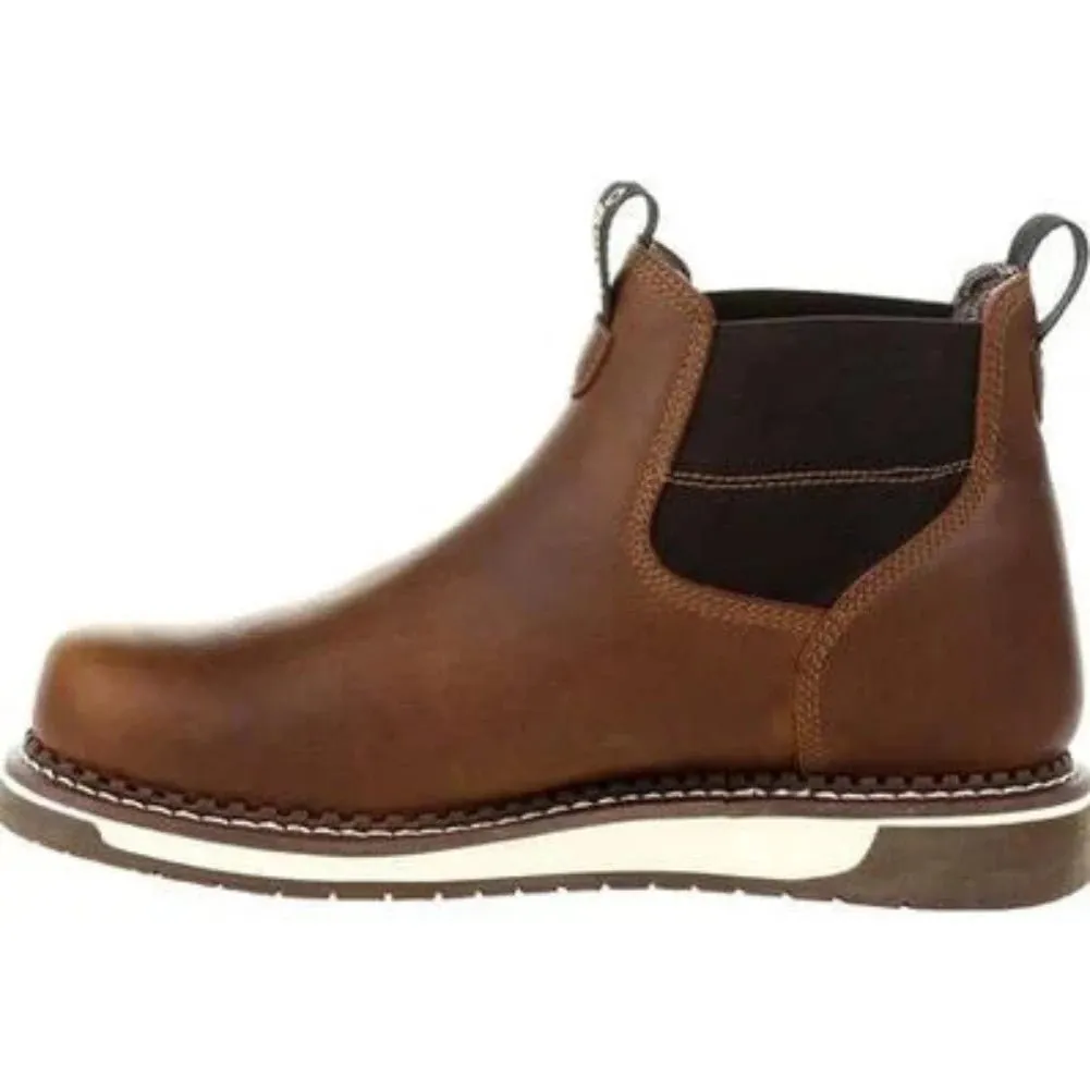 Georgia Boot Amp Lt Wedge Men's Steel Toe Waterproof Chelsea Work Boots Gb00353 In Brown