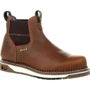 Georgia Boot Amp Lt Wedge Men's Steel Toe Waterproof Chelsea Work Boots Gb00353 In Brown