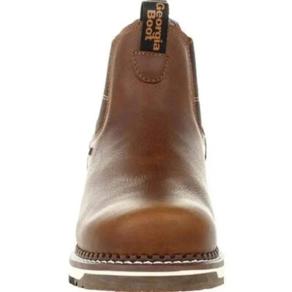 Georgia Boot Amp Lt Wedge Men's Steel Toe Waterproof Chelsea Work Boots Gb00353 In Brown