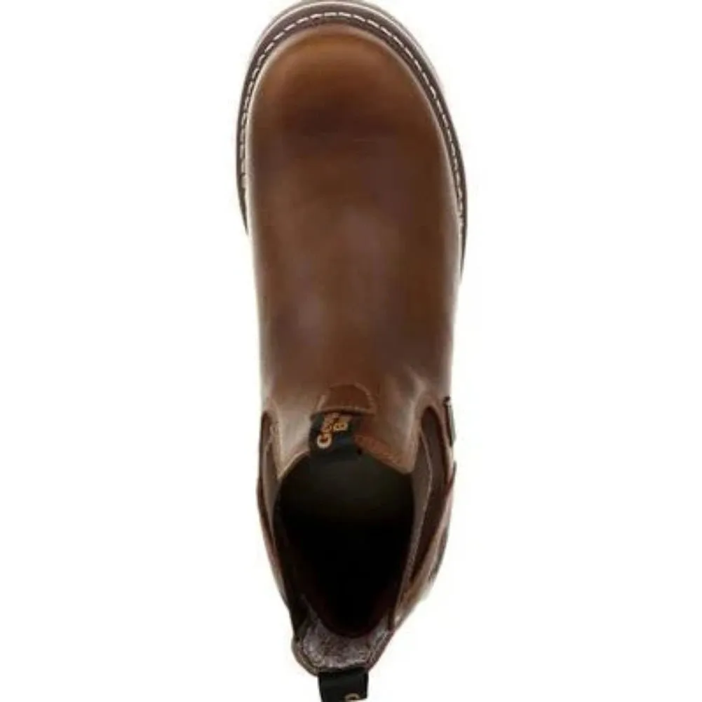 Georgia Boot Amp Lt Wedge Men's Steel Toe Waterproof Chelsea Work Boots Gb00353 In Brown