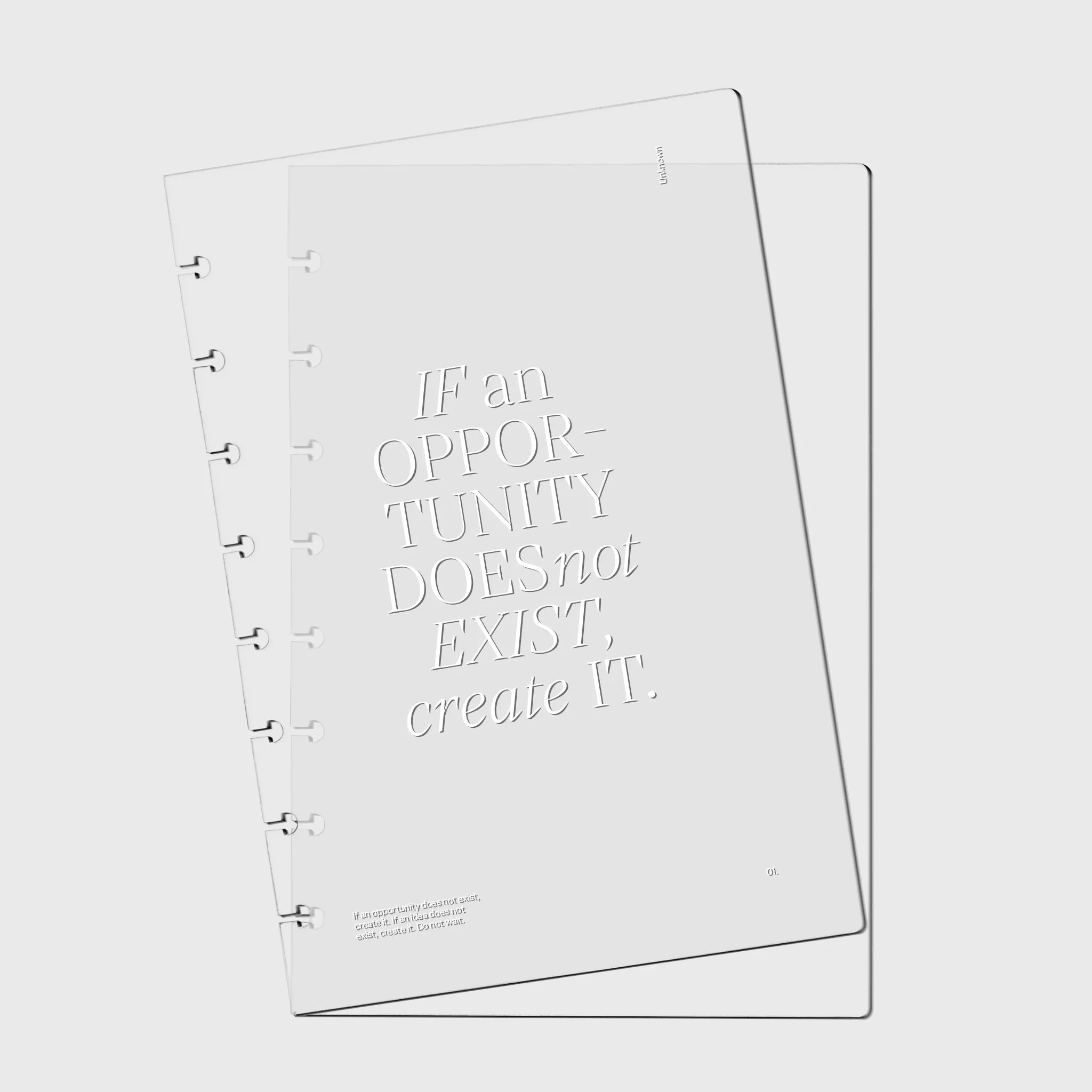 Glass Plastic Discbound Notebook Cover | Opportunity | Half Letter Discbound