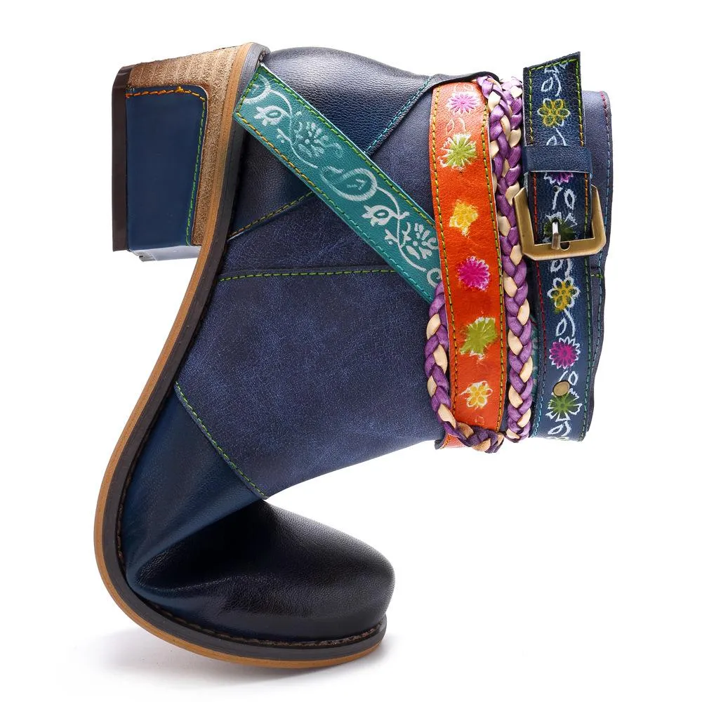 Harmony Boho Hippie Low Heel Ankle Boots