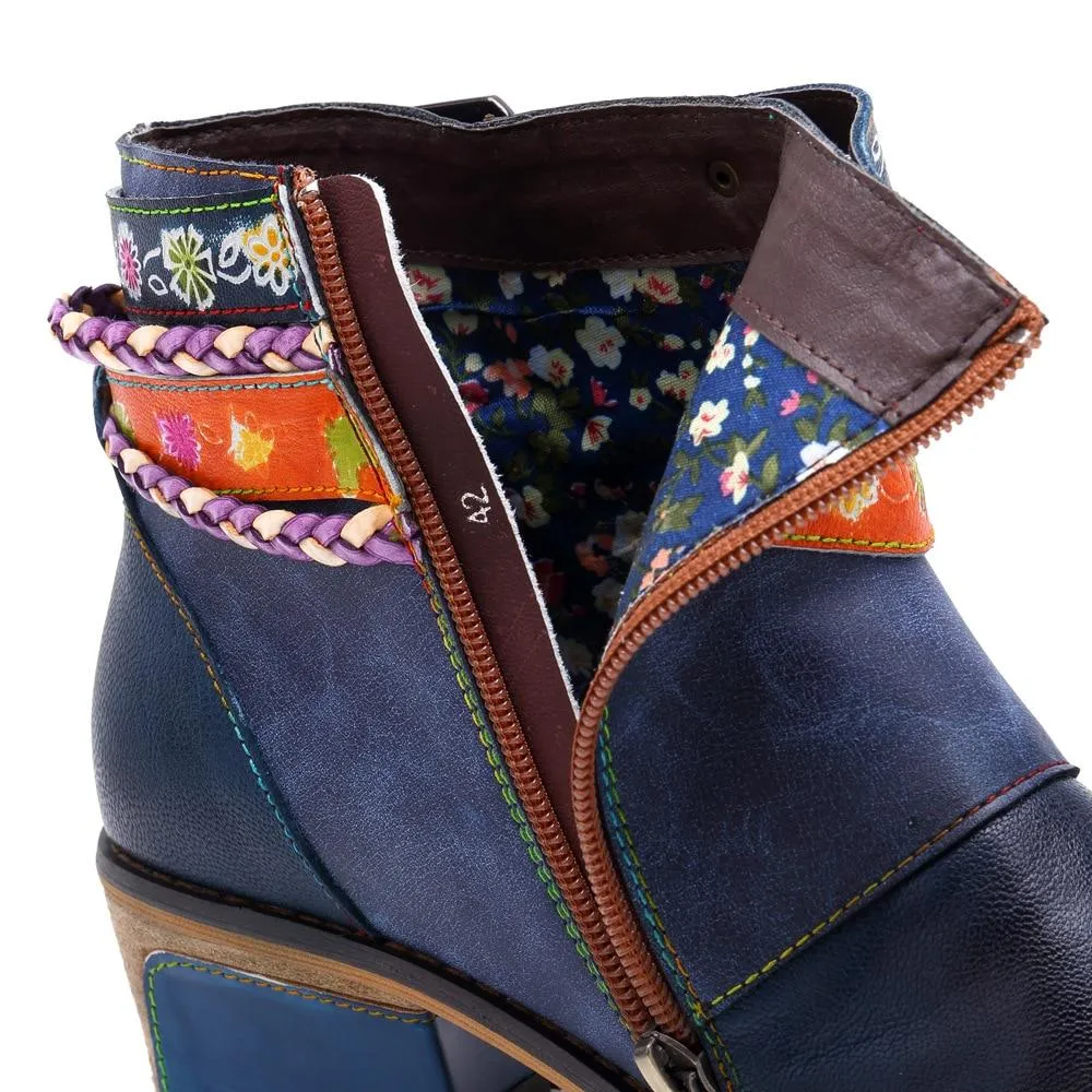 Harmony Boho Hippie Low Heel Ankle Boots