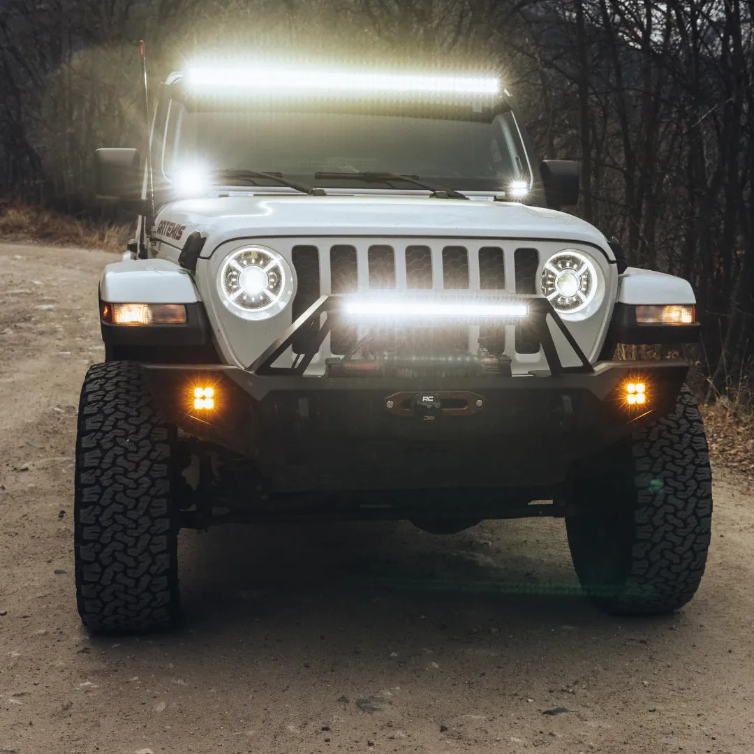 Heretic Non Sport Plastic Bumper Fog Light Kit Clear Lens For Jeep JK Rubicon JL/JT