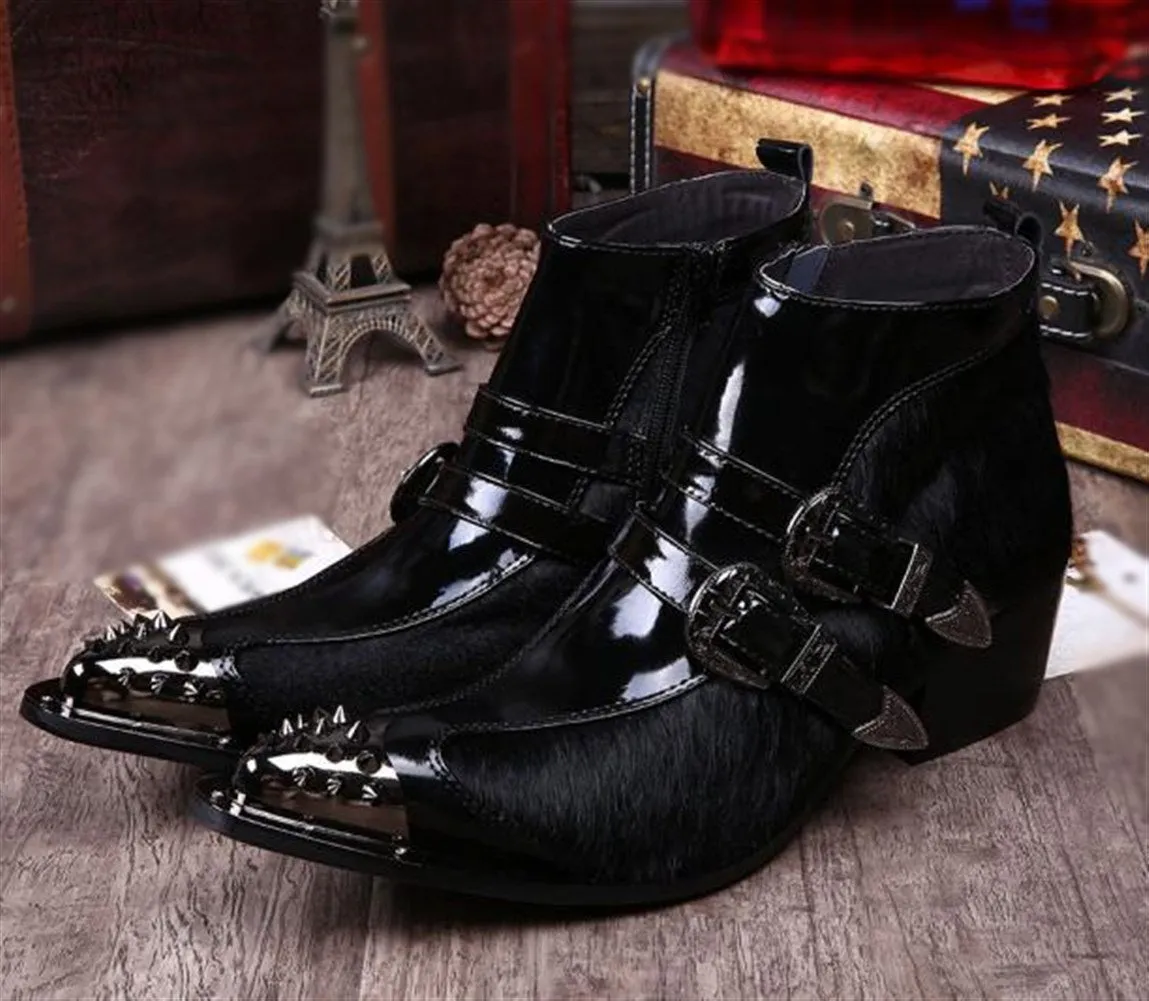 High Top Zip Steel Toe Belt Men Ankle Boots